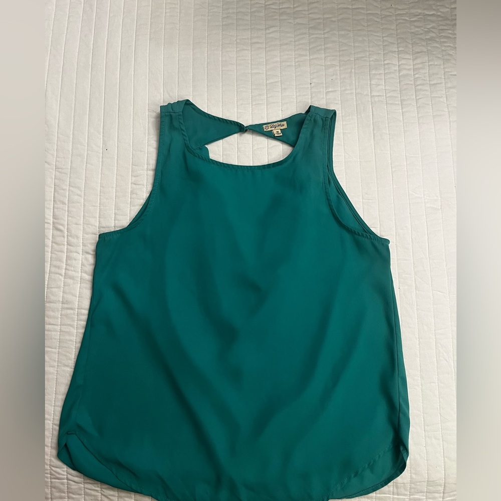 Lily White turquoise drape open back sleeveless top